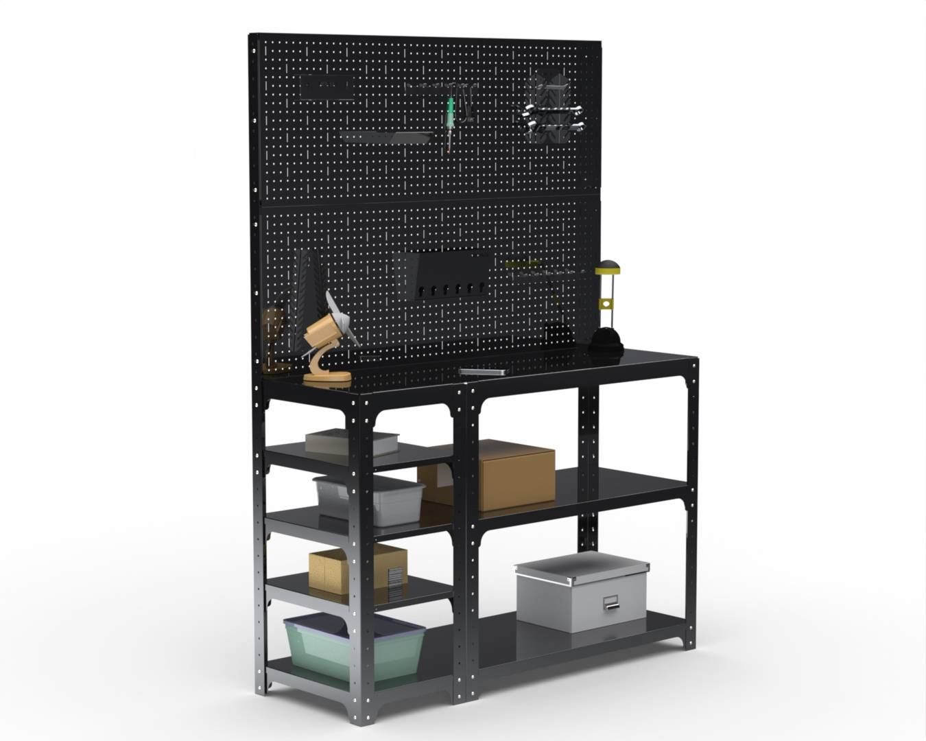 Стол-верстак Metalex серия KIT с боковыми полками