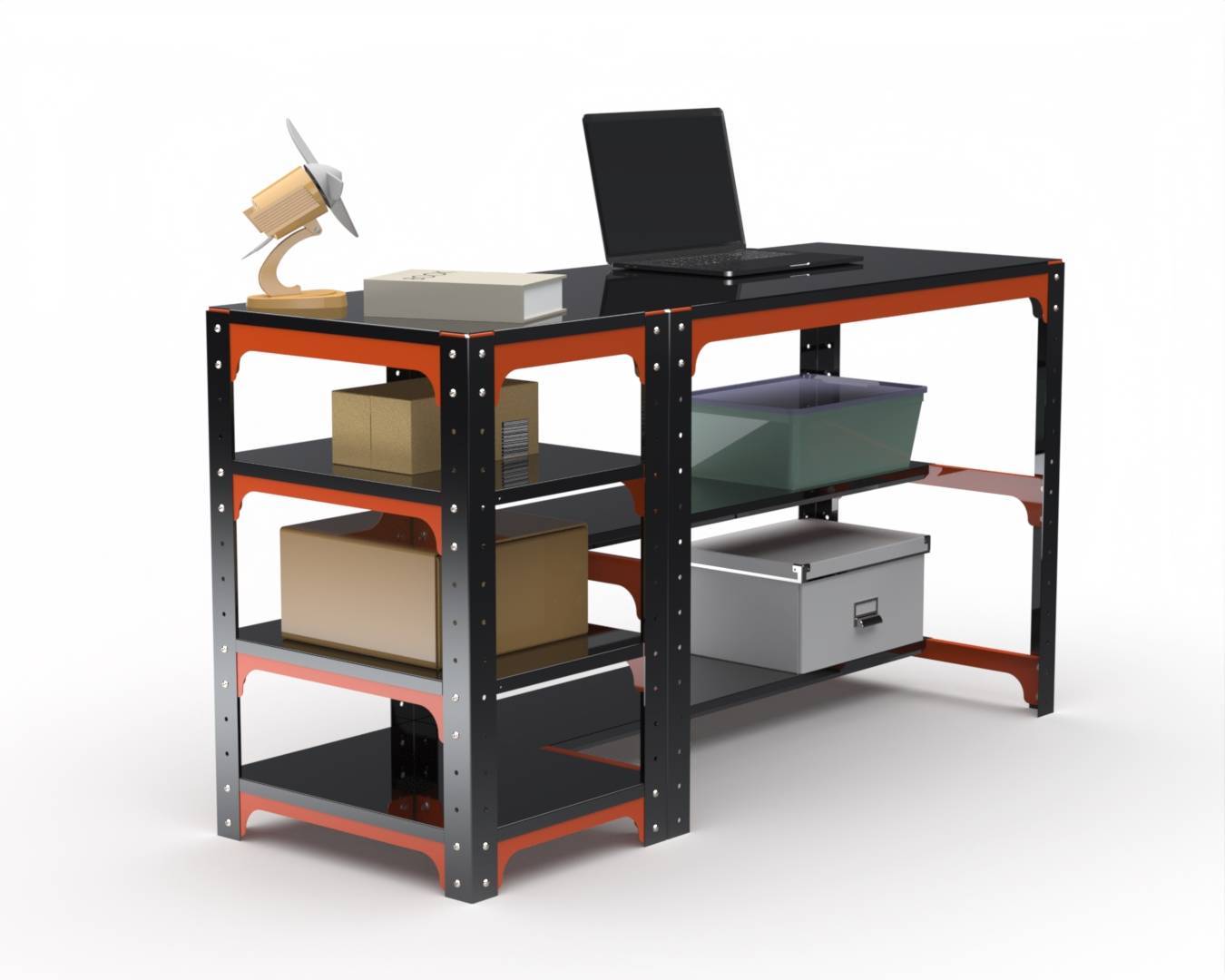 Стол металлический Metalex KIT с боковыми полками