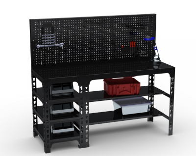 Стол металлический Metalex с боковыми полками и перфопанелью